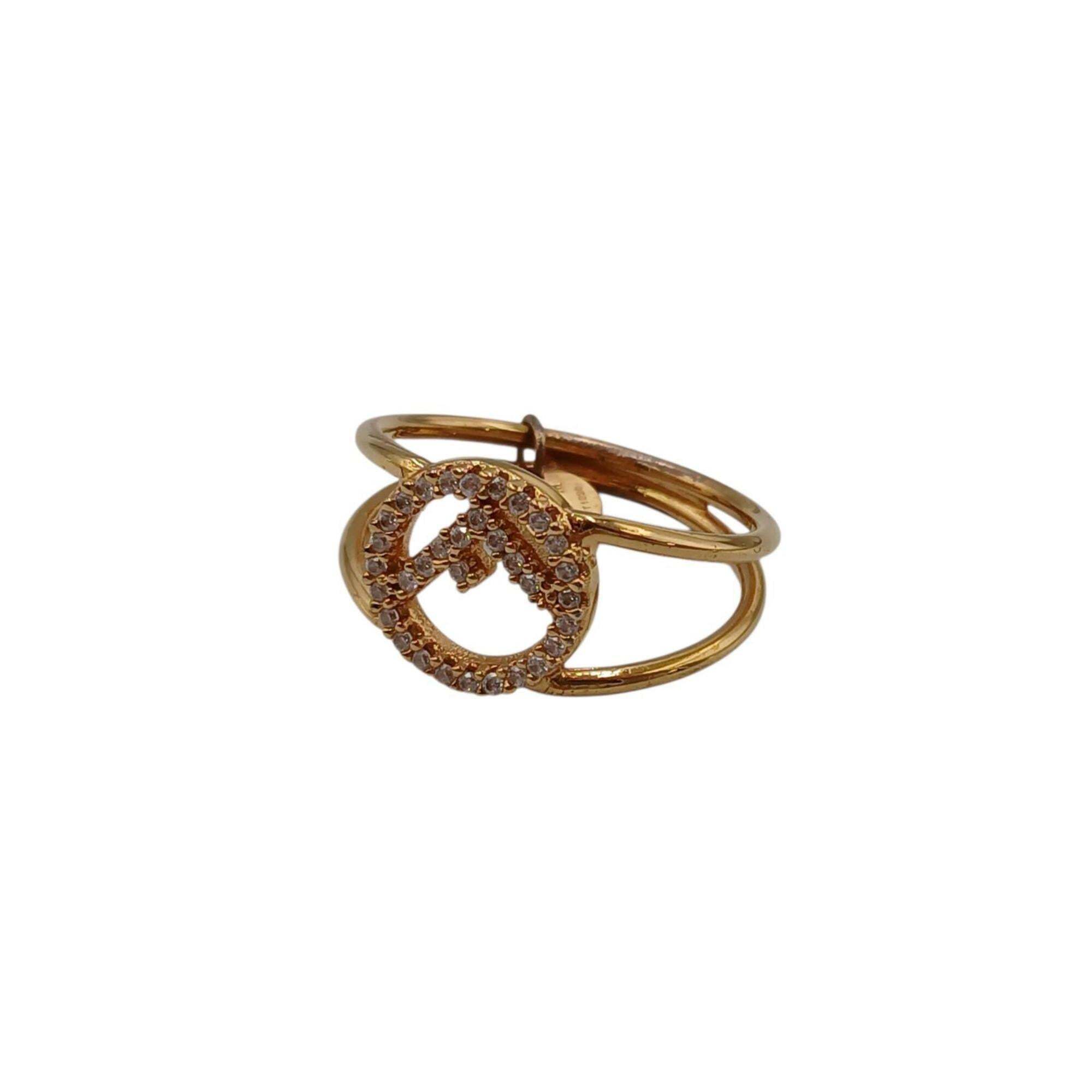 Fendi F-Is Ring Medium Gold With Rhinestones Womens 169$